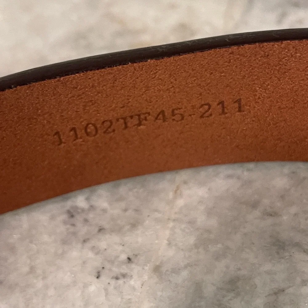 Trafalgar Belt Mens 36 Brown Italian Leather Brass Buckle Details